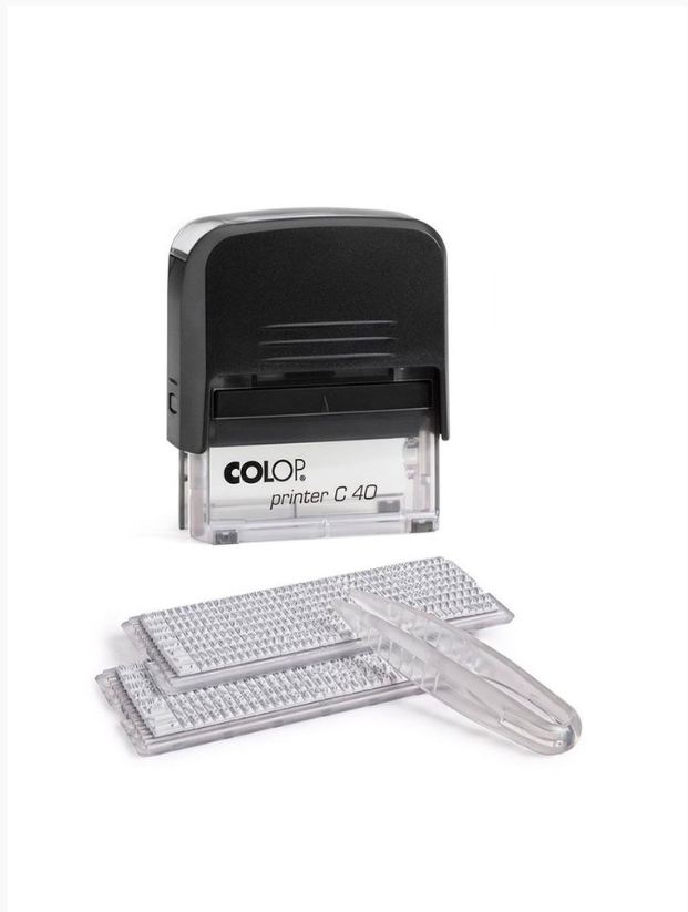 Colop Printer С40 Set-F, самонаборный штамп двумя кассами, 6 строк без рамки, 4 строки с рамкой, 59х23 мм.